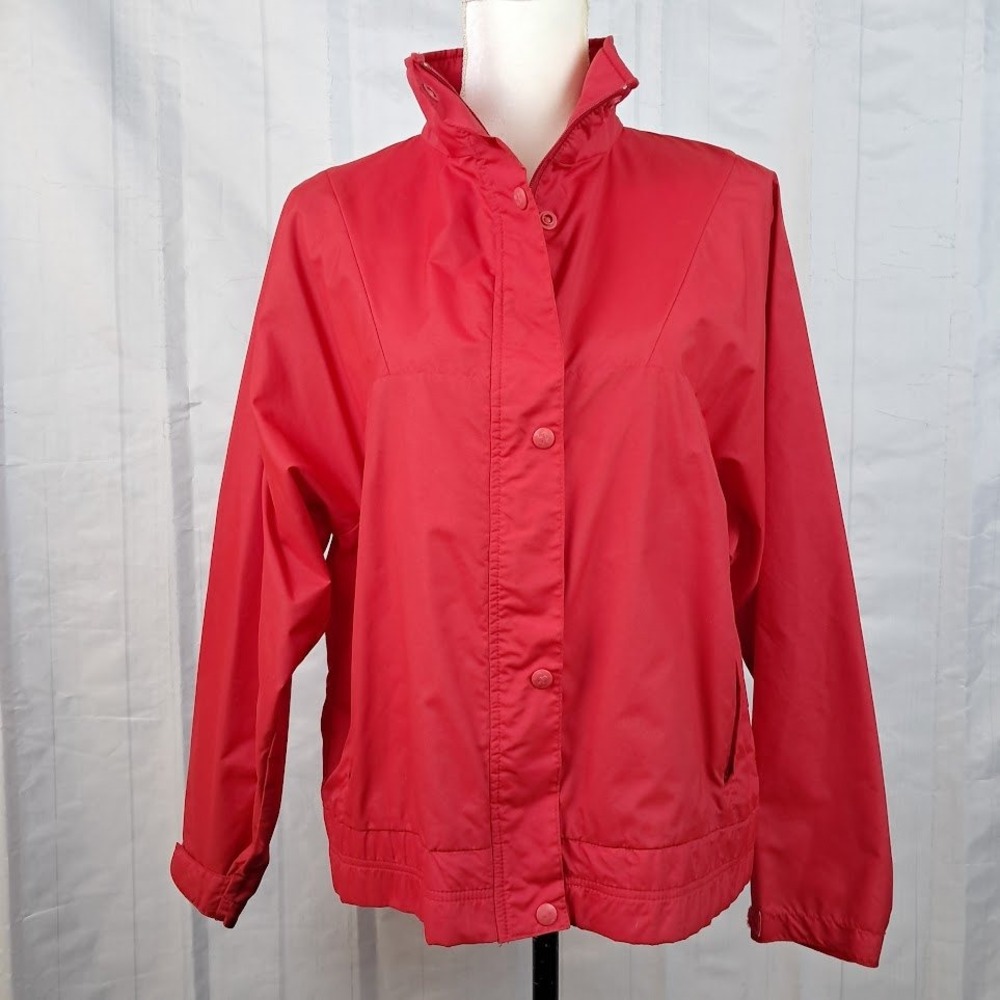 HELLY HANSEN M Vintage 90s Red Windbreaker Jacket Womens Snap Front Gorpcore - Picture 2 of 11